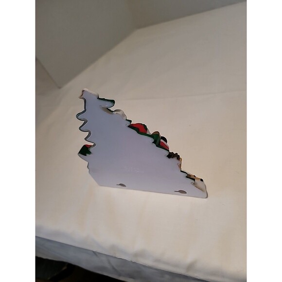 Vintage Plastic  Christmas Tree Scene Santa  Snowman Reindeer Wall Hanging 6" - Picture 11 of 16